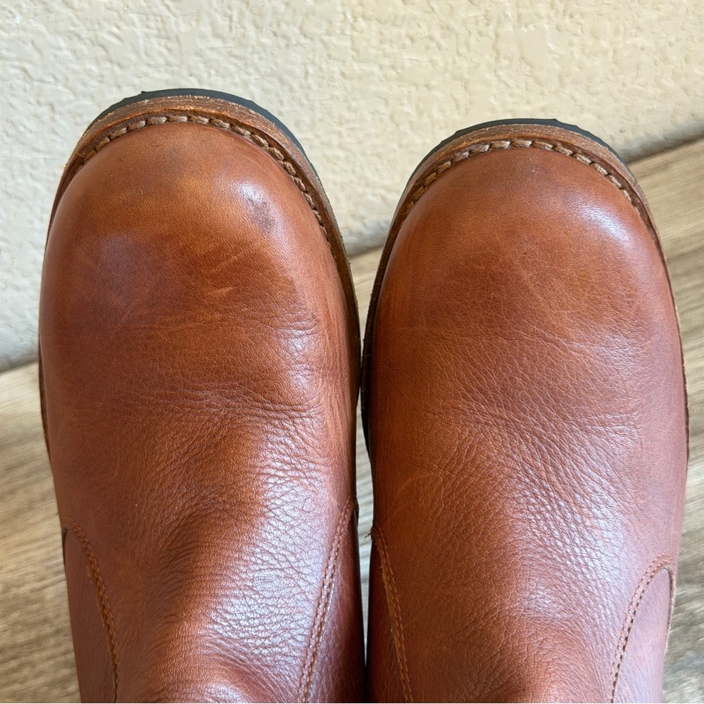 UGG Langley Cognac Leather Sheepskin Tall Boots Waterproof Winter Boots - Picture 5 of 16
